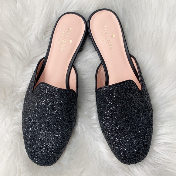 kate spade Shoes - {NEW} Kate Spade • Black Glitter Mule • Size 7.5